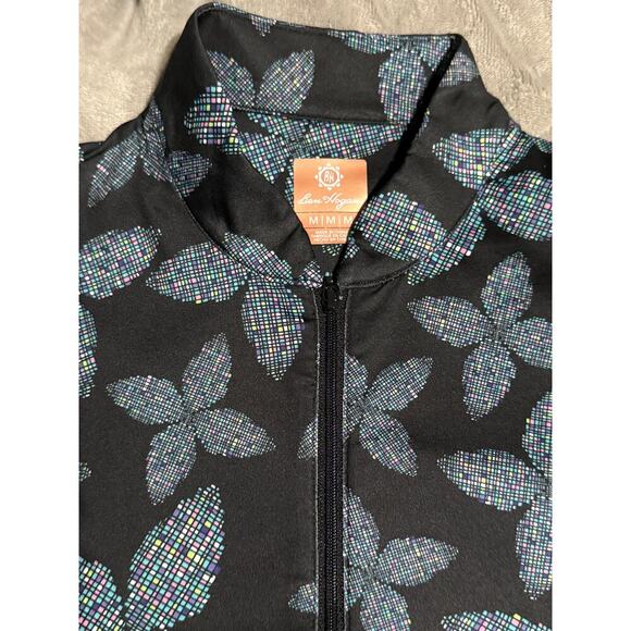 NWT Ben Hogan Medium Women Floral Print Long Sleeve 1/4 Zip Blade Collar Polo - Picture 7 of 7